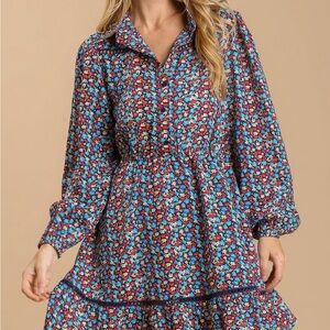 NWT Collared Button Down Floral Print Dress